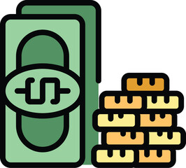 Poster - Cash money coin icon outline vector. Marketing payment. Business shop color flat