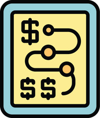 Poster - Tablet collateral icon outline vector. Bank payment. Marketing loan color flat