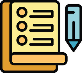 Poster - Loan contract icon outline vector. Bank payment. Finance time color flat