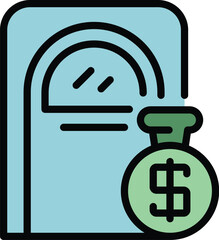 Poster - Loan money bag icon outline vector. Collateral marketing. Bank finance color flat