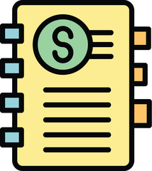 Poster - Notebook collateral icon outline vector. Time money. Marketing loan color flat