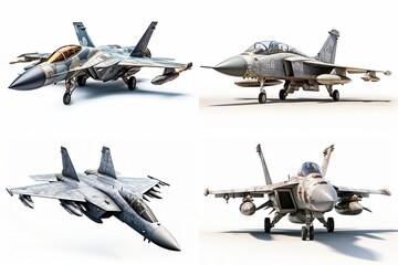 Poster - fighter jet set isolated on white background.