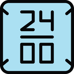Poster - Digital timer icon outline vector. Sand hour. Open number color flat