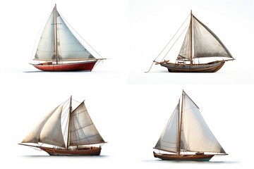 Poster - set of sailboats isolated on white background.