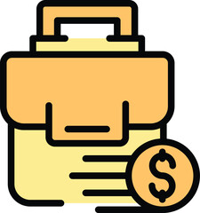 Poster - Business trend briefcase icon outline vector. Chart element. Seo web color flat