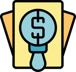 Poster - Money stamp trend icon outline vector. Seo site. Network search color flat