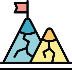 Poster - Mountains target icon outline vector. Seo web. Site trend color flat