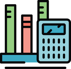 Poster - Chart finance icon outline vector. Search internet. Site network color flat