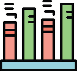 Poster - Chart business trend icon outline vector. Search element. Internet service color flat