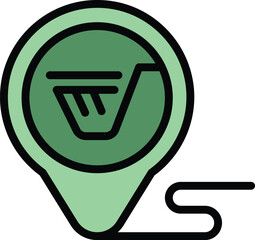 Poster - Location shop pin icon outline vector. Store point. Supermarket mall color flat