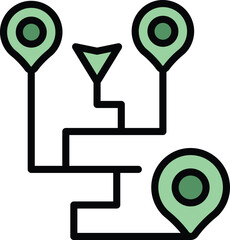 Poster - Route gps icon outline vector. Store shop. Pin point color flat