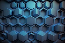 Gradient Blue Backdrop With Raised Octagon Shape. Simple Texture With Protruding 3D Structure. Computer-generated Visual. Generative AI