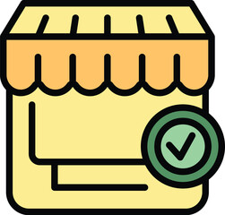 Poster - Approved market icon outline vector. Store shop. Gps mall color flat