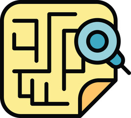 Poster - Map pointer icon outline vector. Shop store. Supermarket gps color flat