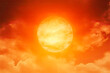 Leinwandbild Motiv Heat wave of extreme sun and sky background. Hot weather and global warming concept