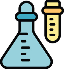 Poster - Chemical flask icon outline vector. Laboratory science. Test tube color flat