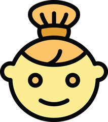 Poster - Cute girl avatar icon outline vector. Face female. Happy beauty color flat