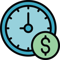 Sticker - Money sending time icon outline vector. Send payment. Wallet app color flat