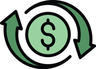 Poster - Money convert icon outline vector. Bank app. Mobile payment color flat