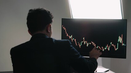 Aufkleber - Businessman stressful anxiety losing trading loss on market foreign exchange market, digital crypto currency exchange market, stock market using computer laptop device.