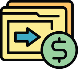 Poster - Folder money icon outline vector. Bank app. Mobile bank color flat