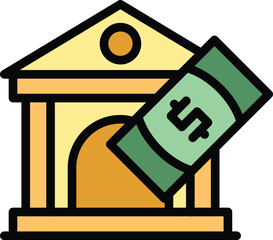 Poster - Bank wallet icon outline vector. Money send. Card digital color flat