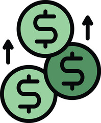 Poster - Money send coin icon outline vector. Bank wallet. App credit color flat