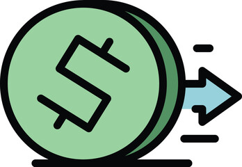 Poster - Take money coin icon outline vector. Send mobile. Wallet bank color flat