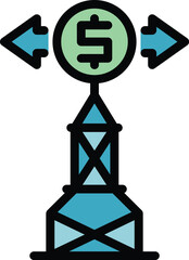 Poster - Send money tower icon outline vector. Bank app. Payment mobile color flat