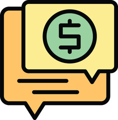 Sticker - Online money chat icon outline vector. Mobile bank. Send transfer color flat