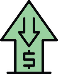 Poster - Upload online money icon outline vector. Mobile payment. Wallet bank color flat