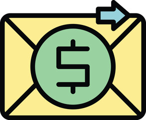 Poster - Mail money icon outline vector. Mobile payment. Bank app color flat