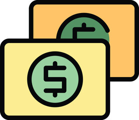 Poster - Online bank chat icon outline vector. Send payment. Wallet app color flat