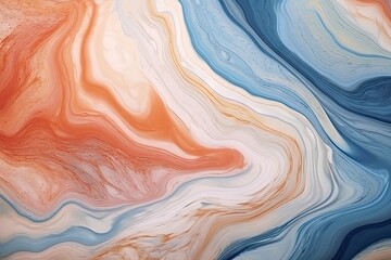  An abstract painting with vibrant blue, orange, and white hues
