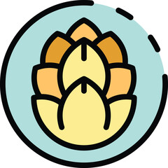 Poster - Hops plant icon outline vector. Beer hop. Malt cone color flat