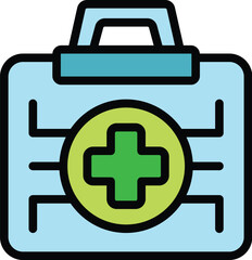 Poster - First aid kit icon outline vector. Doctor care. Help service color flat