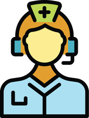 Sticker - Young nurse icon outline vector. Care help. Clinic doctor color flat