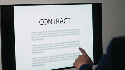 Aufkleber - Businessman reading contract documents on computer screen in office