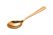 Golden Ice Spoon On Red Background