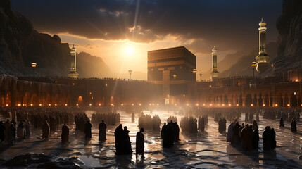 the beautiful view of the city of Mecca and also the place of worship of the Kaaba