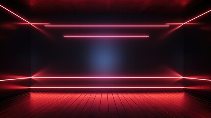 Wall Mural - abstract technology neon background template illustration. 3d scene, banner, copy space background