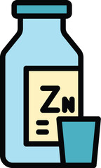 Sticker - Zn drink icon outline vector. Iron element. Vitamin zinc color flat