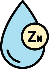 Sticker - Zn drop icon outline vector. Zinc vitamin. Chemical mineral color flat