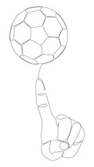 Poster - One continuous line of hand with Football, Soccer ball. Thin Line Illustration vector sport concept. Contour Drawing Creative ideas.
