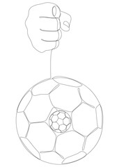 Poster - One continuous line of hand with Football, Soccer ball. Thin Line Illustration vector sport concept. Contour Drawing Creative ideas.