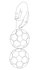 Poster - One continuous line of hand with Football, Soccer ball. Thin Line Illustration vector sport concept. Contour Drawing Creative ideas.