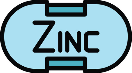 Sticker - Zinc capsule icon outline vector. Iron element. Calcium mineral color flat