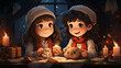 © avivmuzi - Carton illustration of children celebrating Christmas