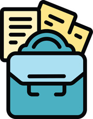Poster - business briefcase icon outline vector. solution creative. success teamwork color flat
