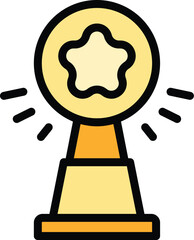 Poster - people team icon outline vector. success market. business idea color flat